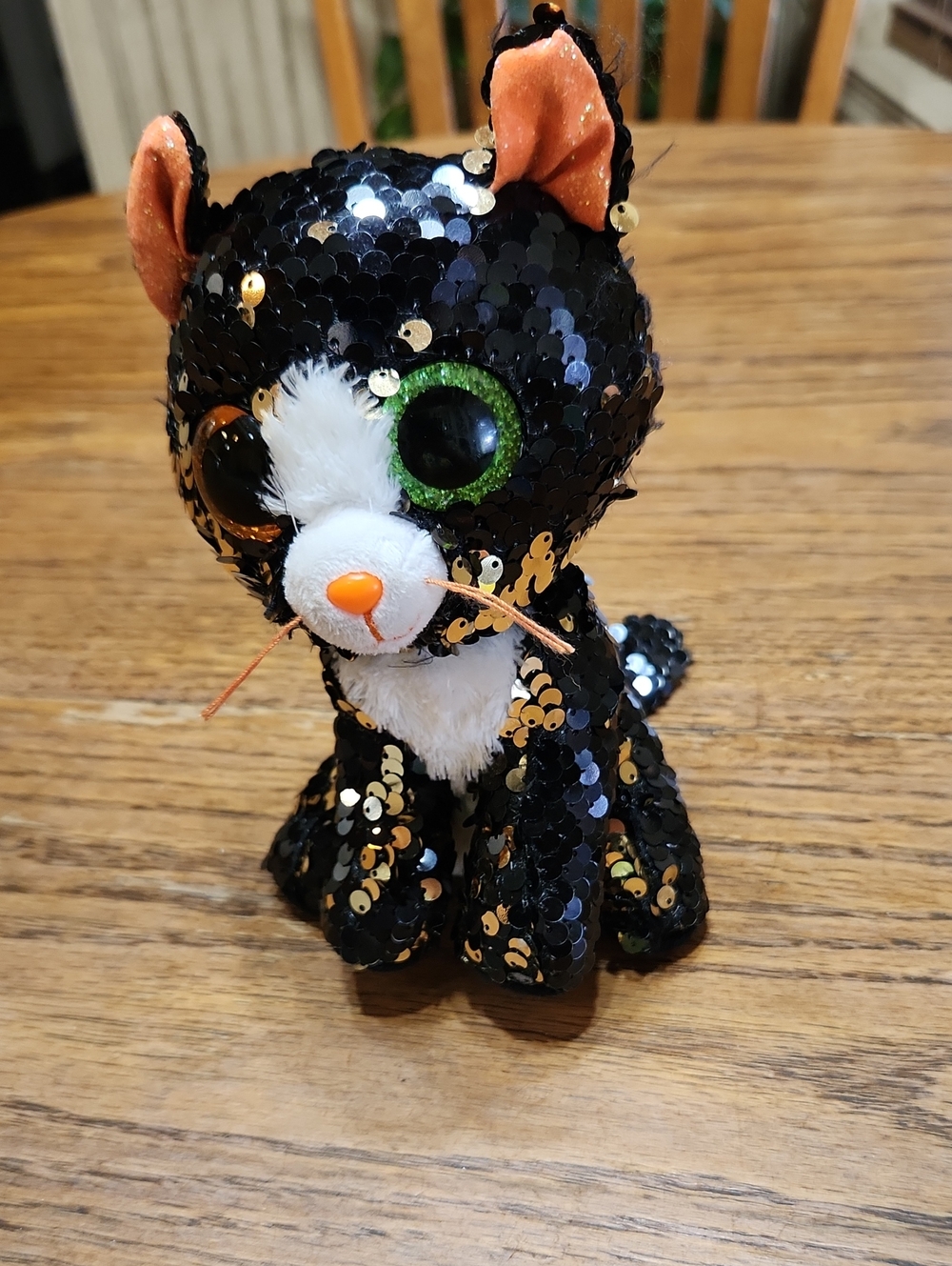 Ty Beanie Flippable Boo Sequin Black Cat Plush Toy
